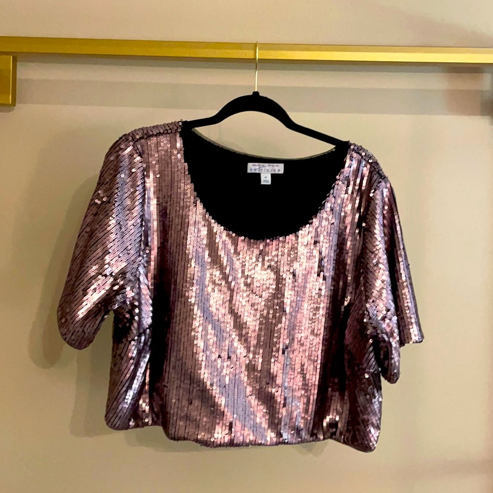 Ashley Nell Tipton Sequin Crop Top - Plus Size - 2x